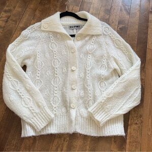 White/off white acrylic button up sweater